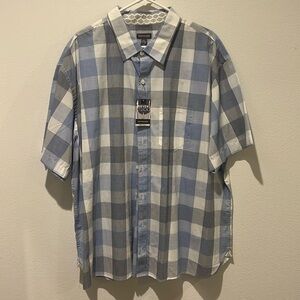 NWT Van Heusen Blue Plaid Button Down Size XXL